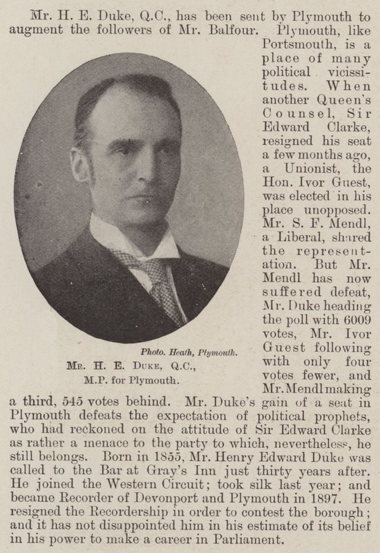 Pan H E Duke, QC, poseł Plymouth autorstwa English Photographer