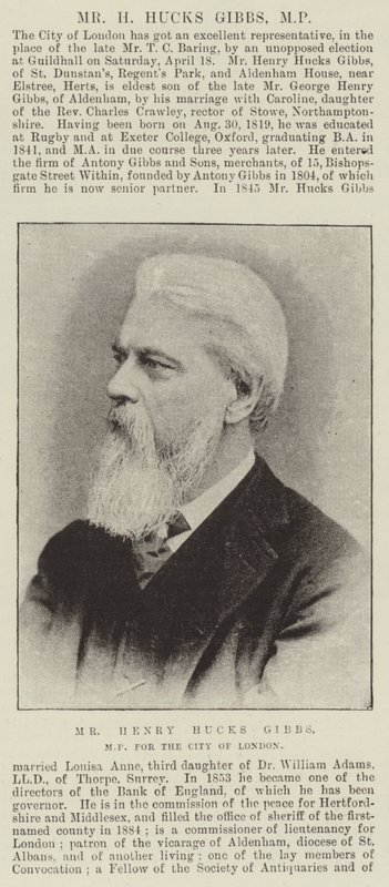Pan Henry Hucks Gibbs, poseł londyńskiego City autorstwa English Photographer