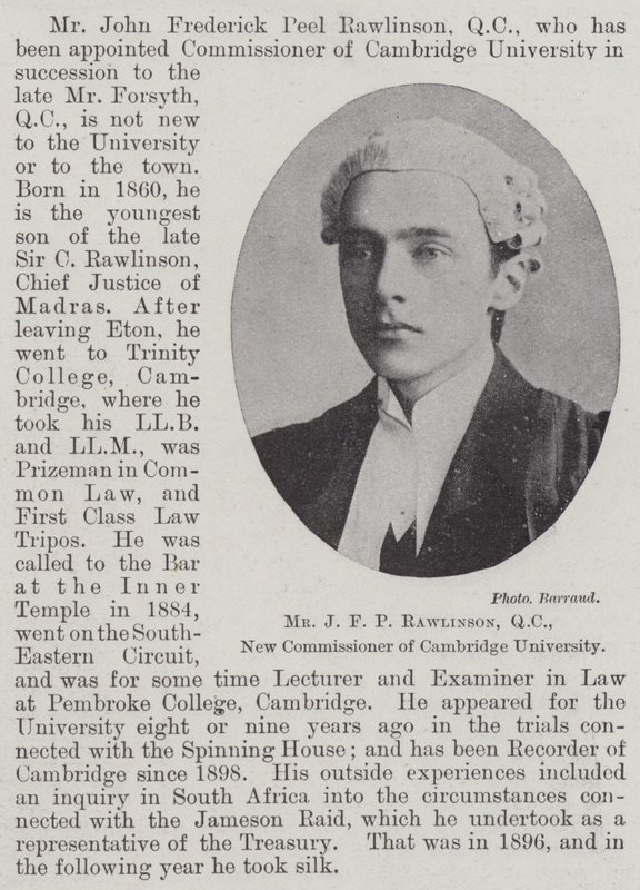 Pan JFP Rawlinson, QC, Nowy Komisarz Uniwersytetu Cambridge autorstwa English Photographer