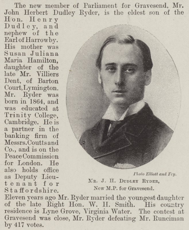 Pan JH Dudley Ryder, nowy poseł Gravesend autorstwa English Photographer