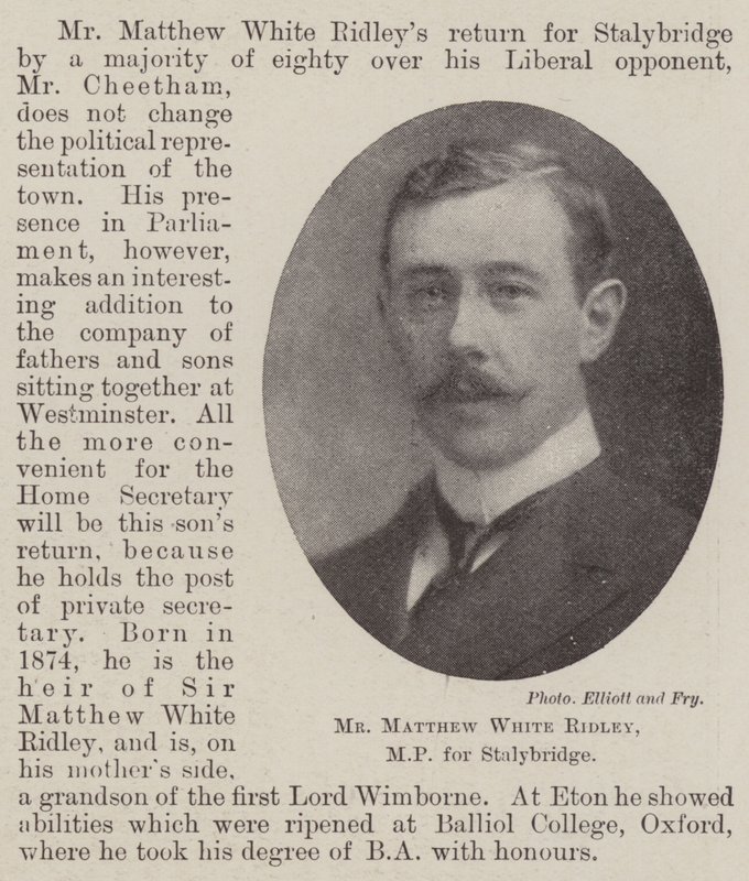Pan Matthew White Ridley, poseł Stalybridge autorstwa English Photographer