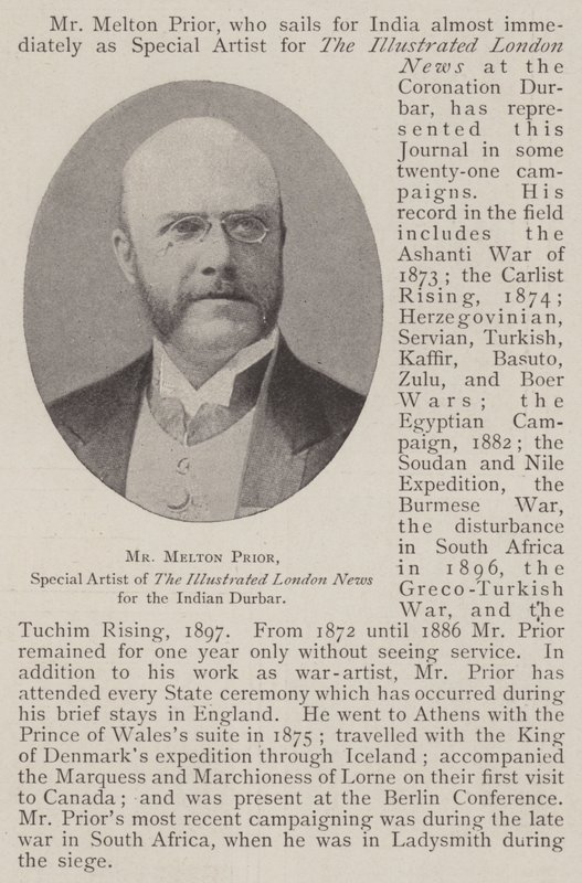 Pan Melton Prior, specjalny artysta The Illustrated London News dla indyjskiego Durbar autorstwa English Photographer
