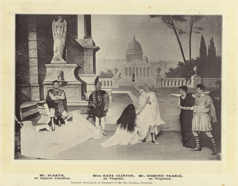 Panie Scarth, jako Appius Klaudiusz. Panna Kate Clinton jako Virginia. Pan Edmund Tearle, jako Virginius autorstwa English Photographer