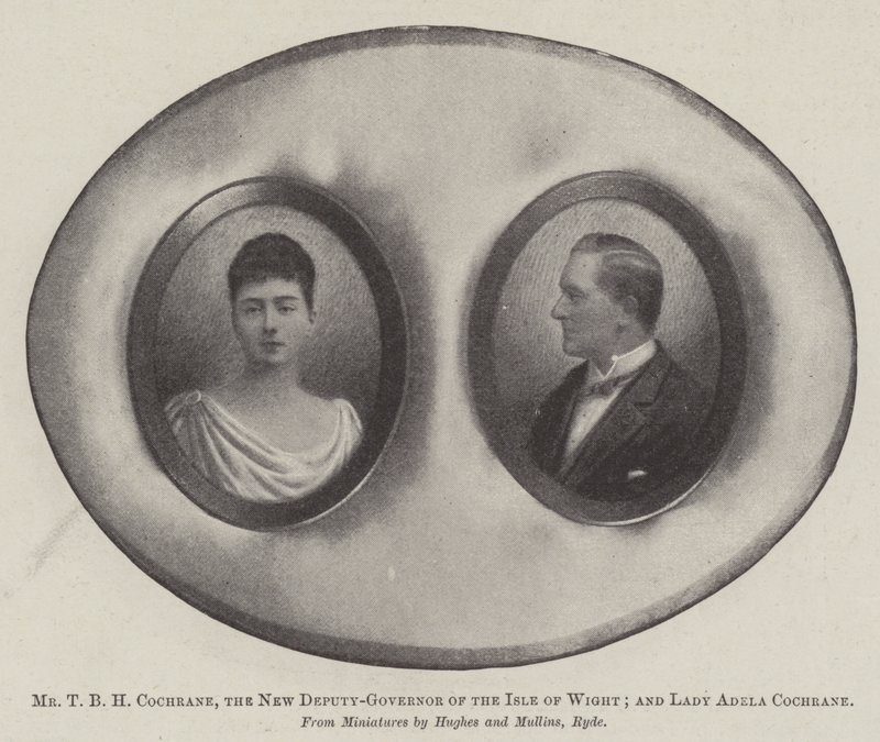 Pan T B H Cochrane, nowy zastępca gubernatora wyspy Wight; i Lady Adeli Cochrane autorstwa English Photographer