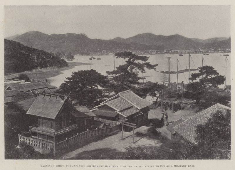 Nagasaki, którego rząd japoński zezwolił Stanom Zjednoczonym na wykorzystanie jako bazy wojskowej autorstwa English Photographer
