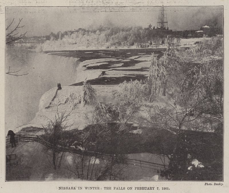 Niagara zimą, wodospady 7 lutego 1901 r. autorstwa English Photographer
