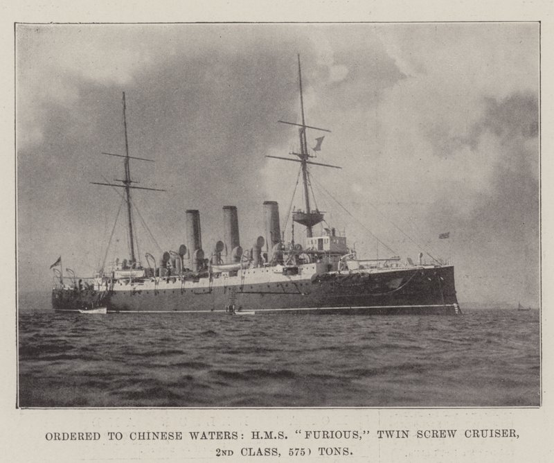 Zamówione na chińskie wody, HMS Furious, Twin Screw Cruiser, 2. klasa, 5750 ton autorstwa English Photographer