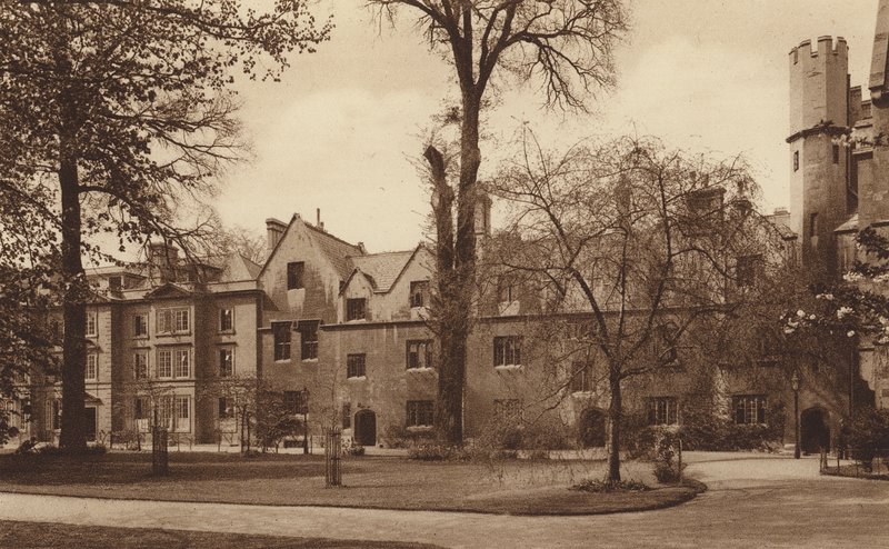 Oxford: Balliol College, zachodnia strona czworoboku ogrodowego (zdjęcie czarno-białe) autorstwa English Photographer