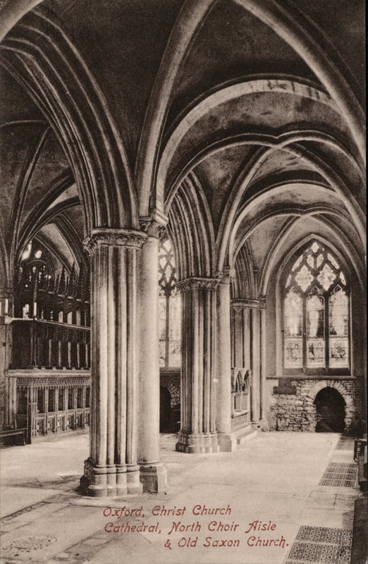 Oxford, Christ Church Cathedral, North Choir Aisle, Old Saxon Church (zdjęcie czarno-białe) autorstwa English Photographer