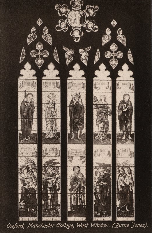 Oxford, Manchester College, West Window, Burne Jones (zdjęcie czarno-białe) autorstwa English Photographer