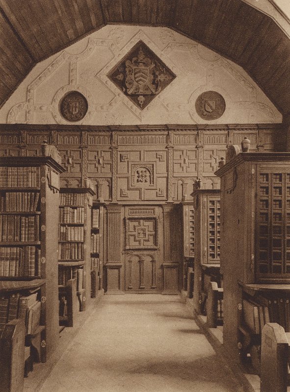 Oxford: Merton College, Biblioteka, północny koniec (zdjęcie czarno-białe) autorstwa English Photographer