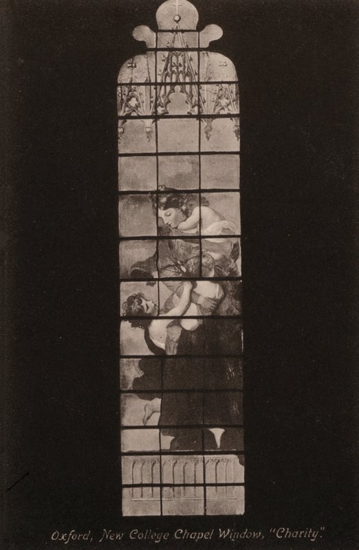 Oxford, New College Chapel Window, organizacja charytatywna (zdjęcie czarno-białe) autorstwa English Photographer