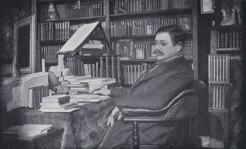 Paul Bourget w swoim gabinecie (zdjęcie czarno-białe) autorstwa English Photographer