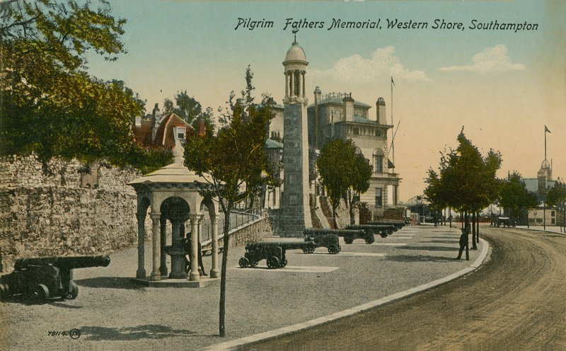 Pomnik Ojców Pielgrzymów, Western Shore, Southampton. Pocztówka wysłana w 1913 roku. autorstwa English Photographer
