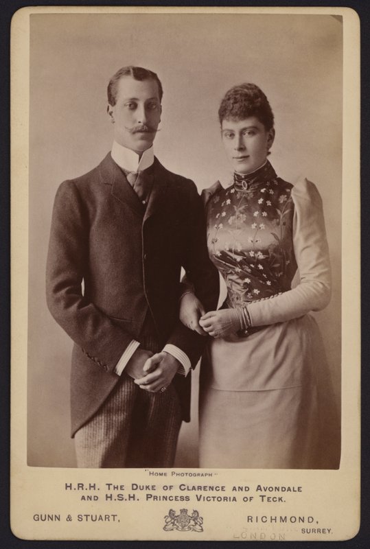 Portret, książę Albert Victor, najstarszy syn króla Edwarda VII i księżniczka Maria de Teck (zdjęcie czarno-białe) autorstwa English Photographer