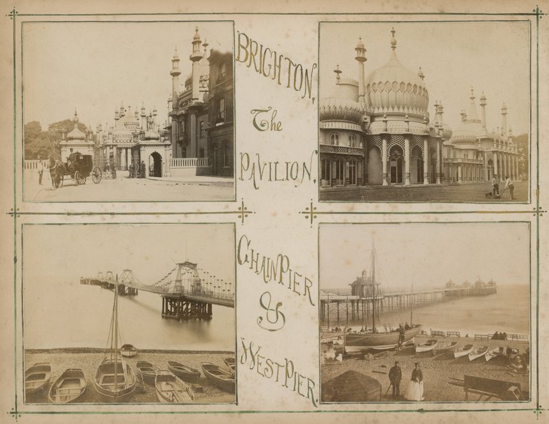 Pocztówka z obrazami przedstawiającymi widoki Brighton autorstwa English Photographer