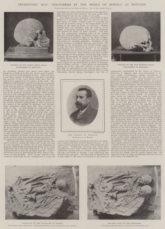 Człowiek prehistoryczny, odkrycia księcia Monako w Mentone autorstwa English Photographer