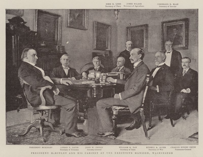 Prezydent McKinley i jego gabinet w Executive Mansion w Waszyngtonie autorstwa English Photographer