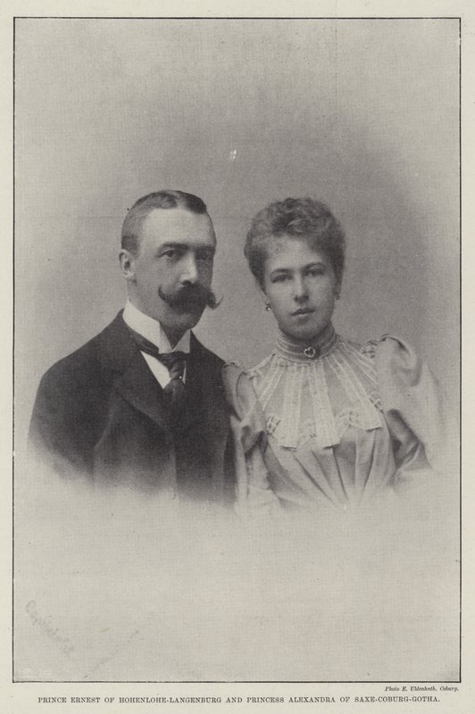 Książę Ernest z Hohenlohe-Langenburg i księżniczka Aleksandra z Saxe-Coburg-Gotha autorstwa English Photographer