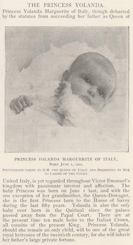 Księżniczka Yolanda Małgorzata z Włoch, urodzona 1 czerwca 1901 r. autorstwa English Photographer