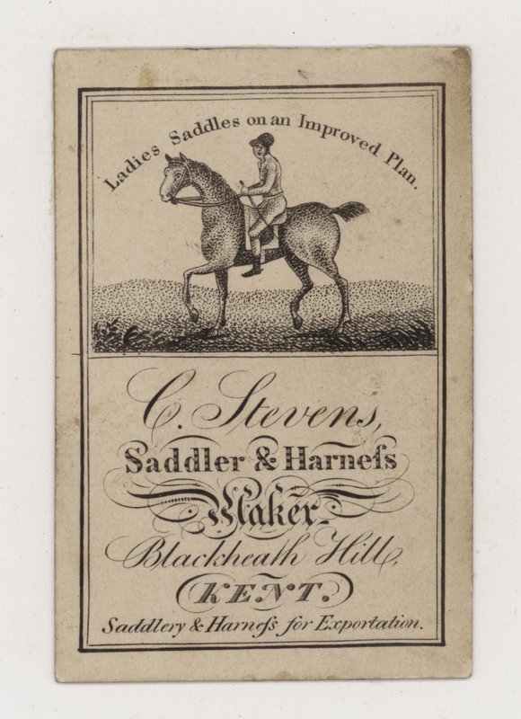 Saddler and Harness Maker, C Stevens, karta handlowa autorstwa English Photographer