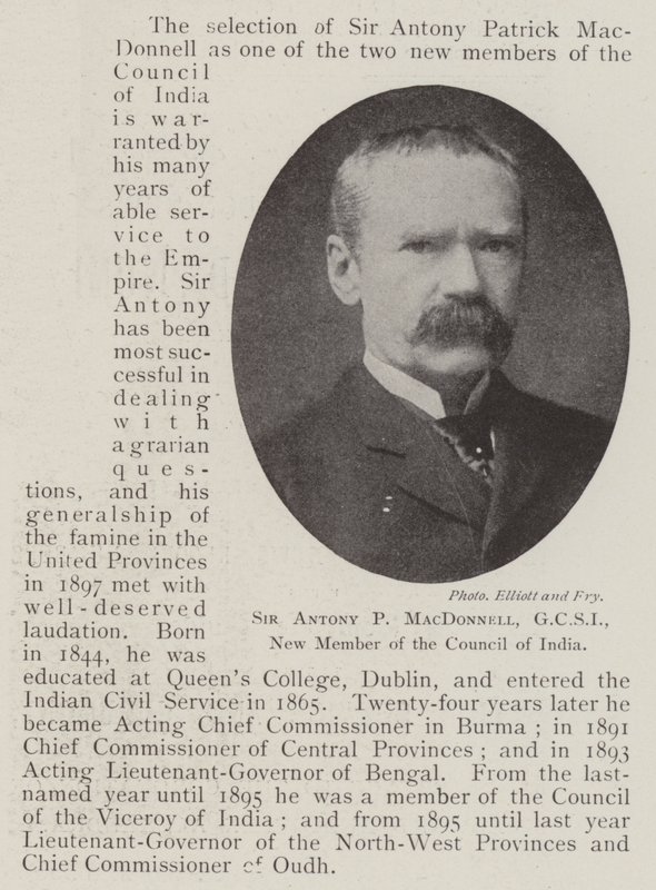 Sir Antony P MacDonnell, GCSI, nowy członek Rady Indii autorstwa English Photographer