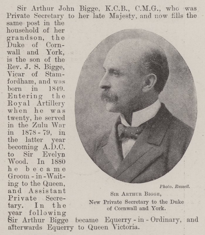 Sir Arthur Bigge, nowy prywatny sekretarz księcia Kornwalii i Yorku autorstwa English Photographer