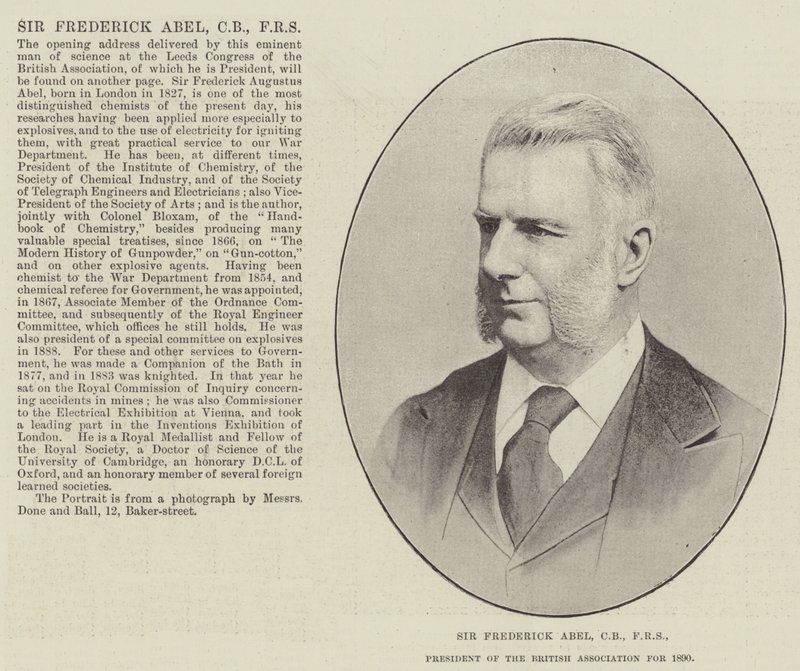 Sir Frederick Abel, CB, FRS, prezes Stowarzyszenia Brytyjskiego w 1890 r autorstwa English Photographer