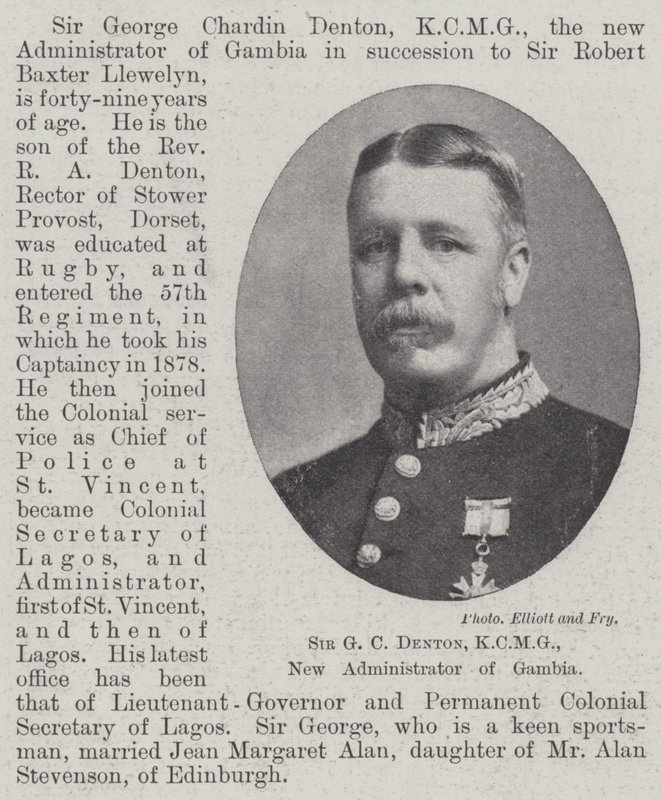 Sir G C Denton, KCMG, nowy administrator Gambii autorstwa English Photographer