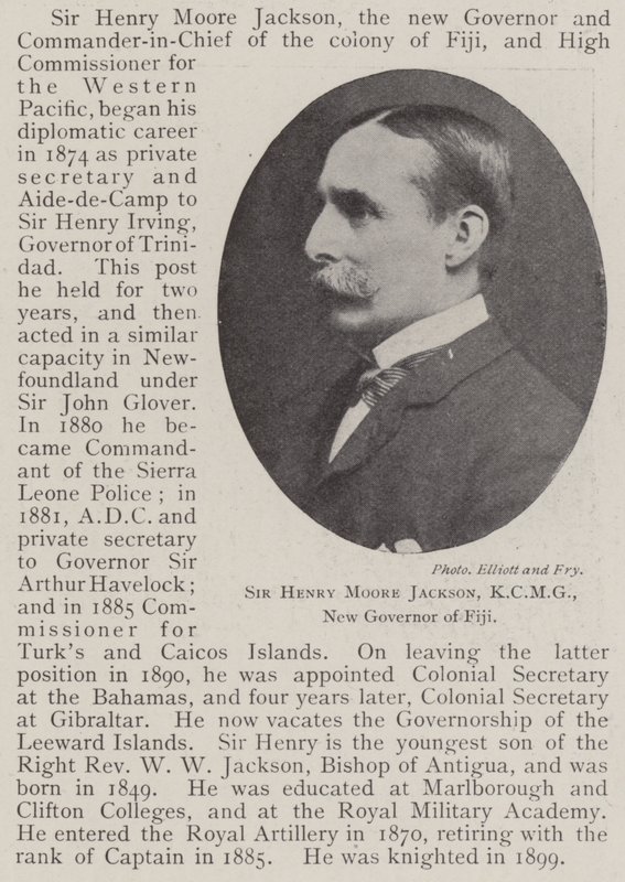 Sir Henry Moore Jackson, KCMG, nowy gubernator Fidżi autorstwa English Photographer