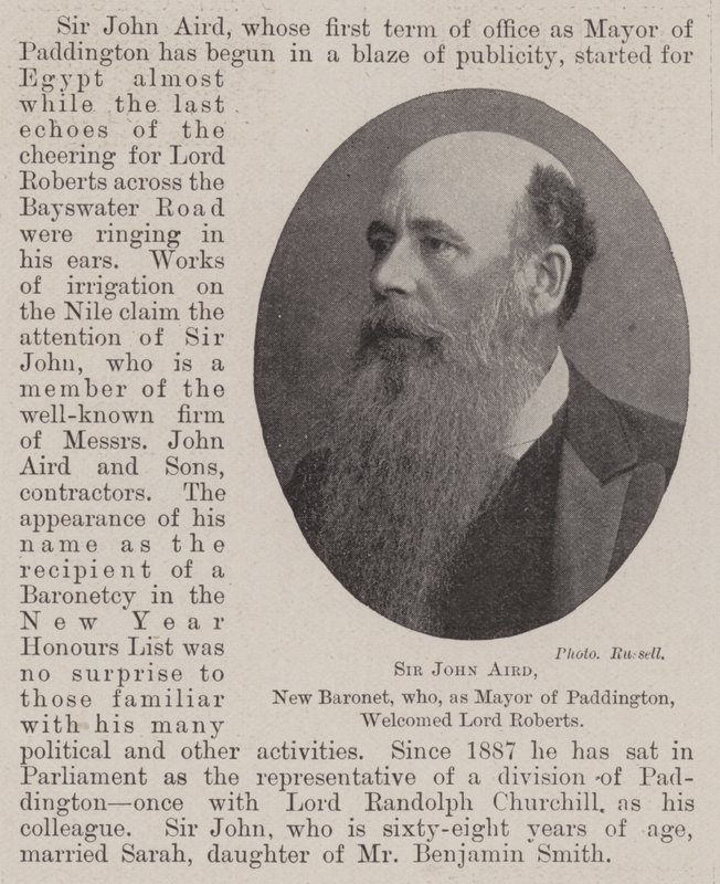 Sir John Aird, New Baronet, który jako burmistrz Paddington powitał Lorda Robertsa autorstwa English Photographer