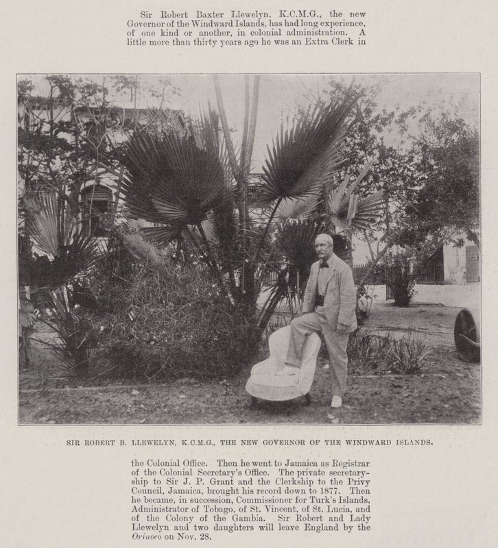 Sir Robert B Llewelyn, KCMG, nowy gubernator Wysp Zawietrznych autorstwa English Photographer