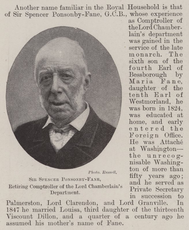 Sir Spencer Ponsonby-Fane, emerytowany kontroler departamentu Lord Chamberlains autorstwa English Photographer