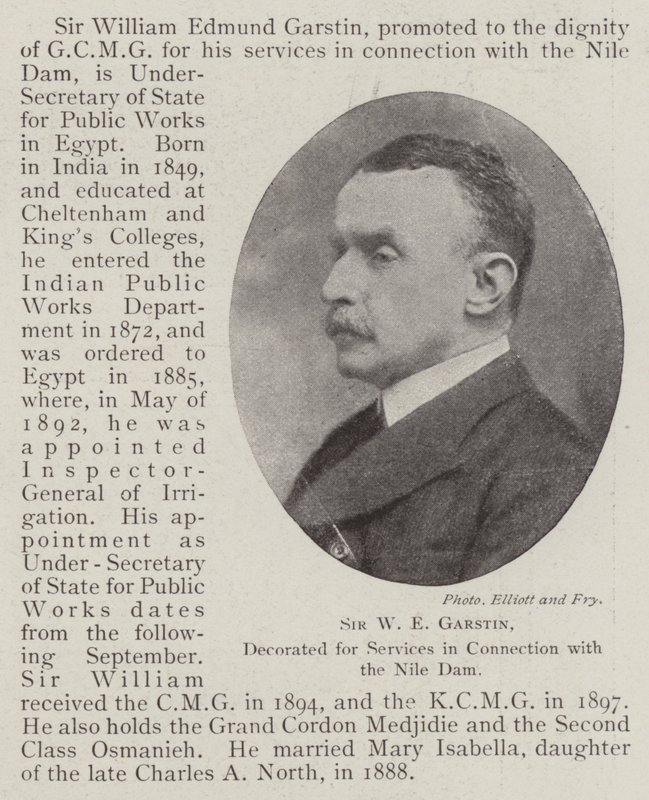 Sir WE Garstin, odznaczony za zasługi w związku z tamą na Nilu autorstwa English Photographer