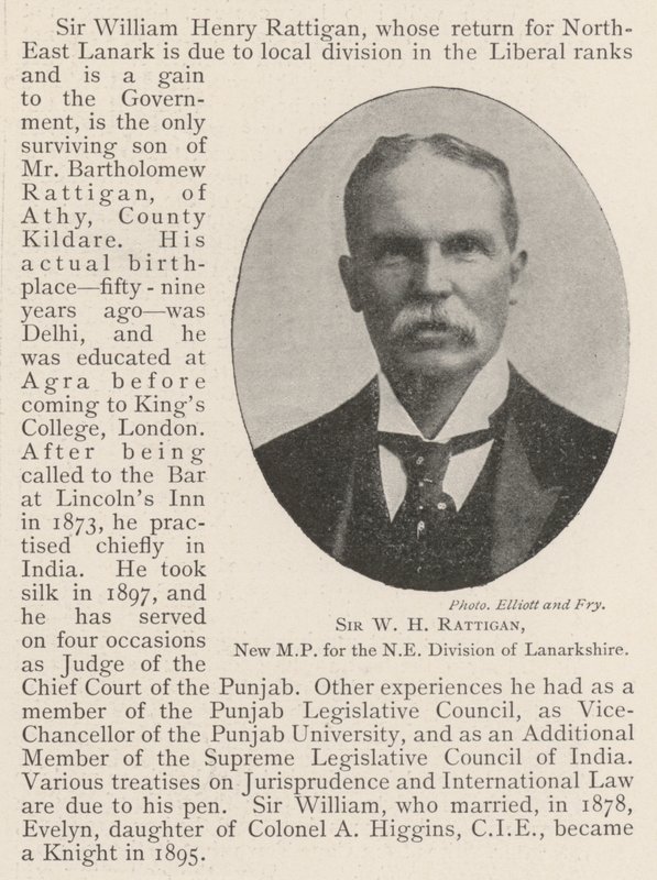 Sir WH Rattigan, nowy poseł do NE Division of Lanarkshire autorstwa English Photographer
