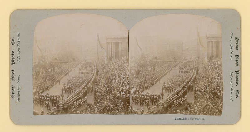 Stereoskopowy wydruk Diamentowego Jubileuszu Królowej Wiktorii, 28 czerwca 1897 r autorstwa English Photographer