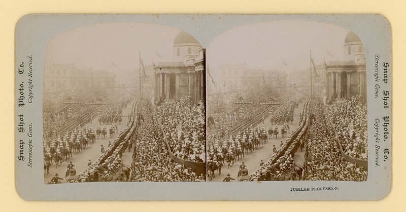 Stereoskopowy wydruk Diamentowego Jubileuszu Królowej Wiktorii, 28 czerwca 1897 r autorstwa English Photographer