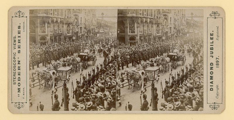 Stereoskopowy wydruk Diamentowego Jubileuszu Królowej Wiktorii, 28 czerwca 1897 r autorstwa English Photographer
