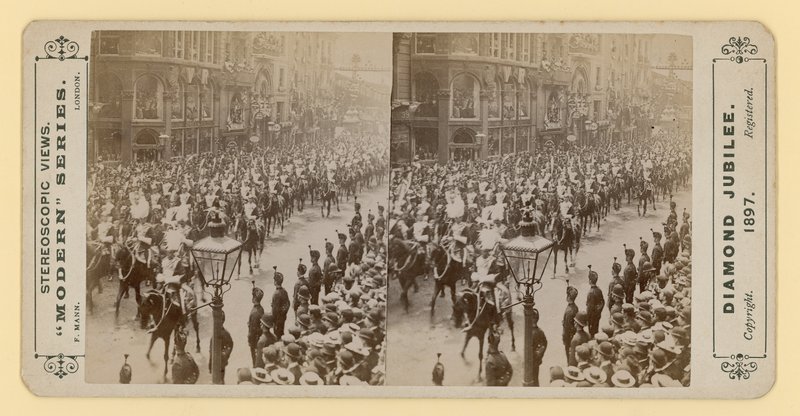 Stereoskopowy wydruk Diamentowego Jubileuszu Królowej Wiktorii, 28 czerwca 1897 r autorstwa English Photographer