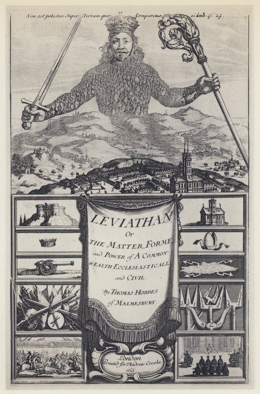 T Hobbes, Lewiatan, Crooke 1651 (zdjęcie czarno-białe) autorstwa English Photographer