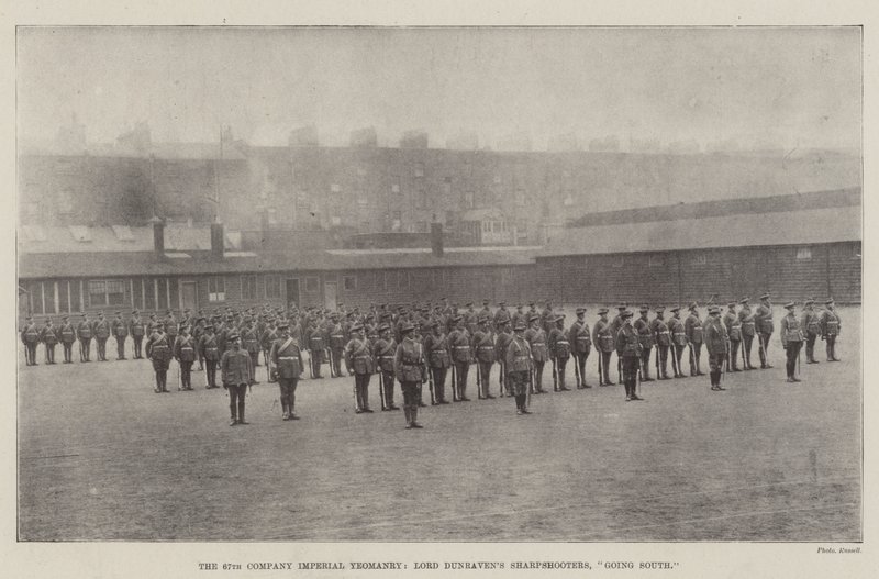 67. kompania Imperial Yeomanry, Lord Dunraven Sharpshooters, zmierza na południe autorstwa English Photographer