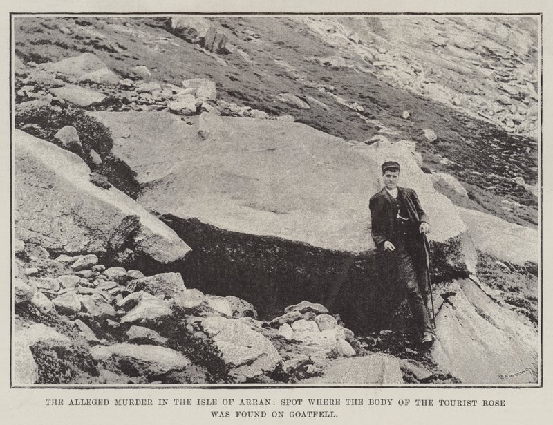 Domniemane morderstwo na wyspie Arran, w miejscu, gdzie na Goatfell znaleziono ciało Turystycznej Róży autorstwa English Photographer