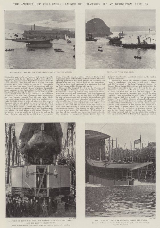 America Cup Challenger, premiera Shamrock II w Dumbarton, 20 kwietnia autorstwa English Photographer