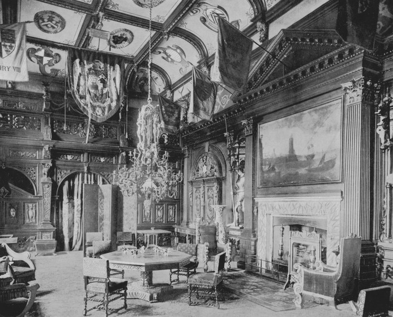 Sala Bankietowa, Knebworth (zdjęcie czarno-białe) autorstwa English Photographer