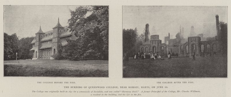 The Burning of Queenwood College, niedaleko Romsey, Hants, 10 czerwca autorstwa English Photographer
