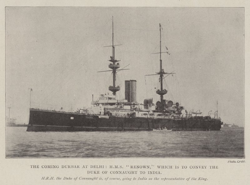 Coming Durbar w Delhi, HMS Renown, który ma przenieść księcia Connaught do Indii autorstwa English Photographer