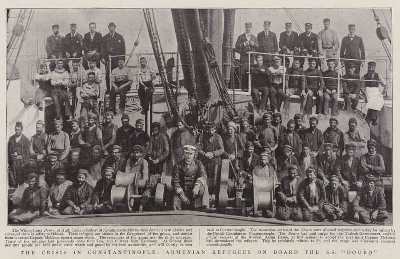 Kryzys w Konstantynopolu, ormiańscy uchodźcy na pokładzie SS Douro autorstwa English Photographer