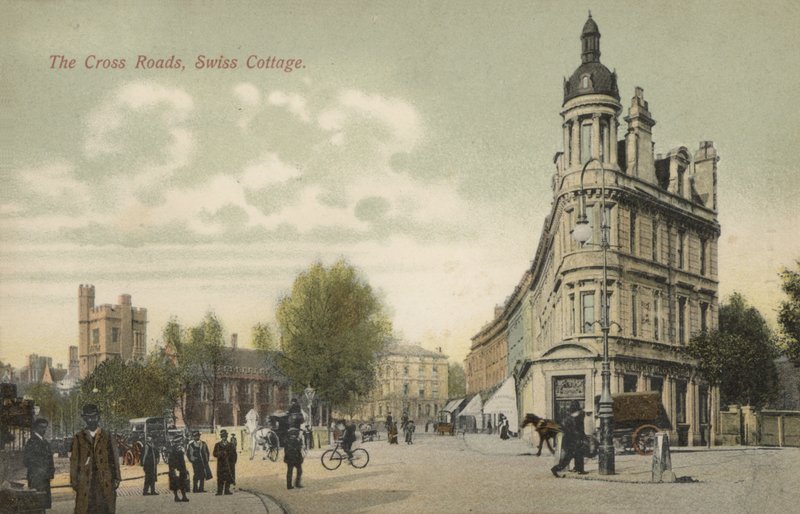 The Cross Roads, Swiss Cottage, Londyn (kolorowe zdjęcie) autorstwa English Photographer