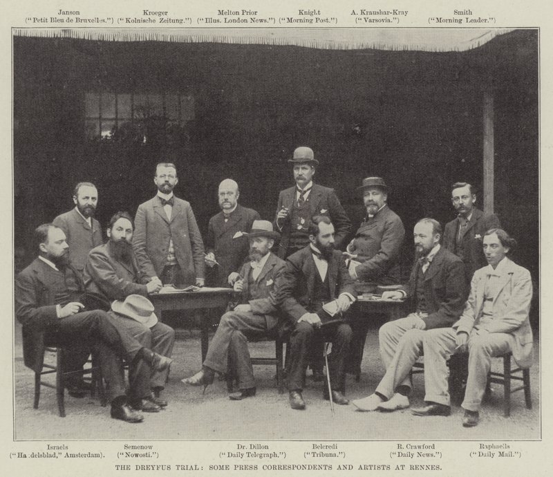 Proces Dreyfusa, niektórzy korespondenci prasowi i artyści w Rennes autorstwa English Photographer