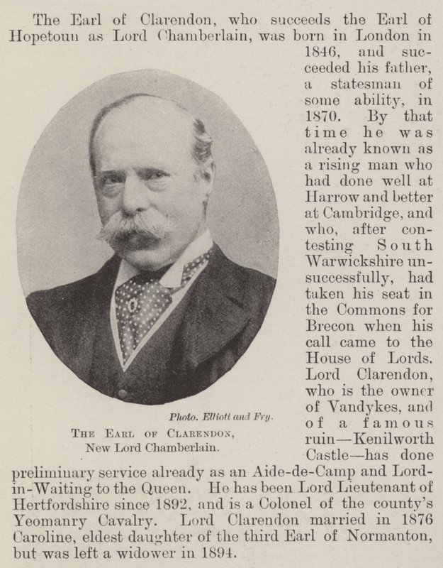 Hrabia Clarendon, nowy Lord Chamberlain autorstwa English Photographer